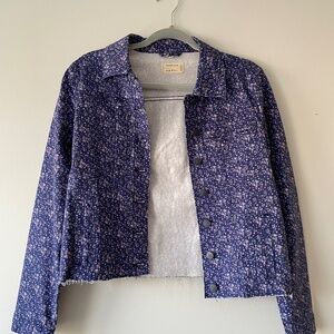 Nicole Miller Artelier Purple Floral Jean Jacket